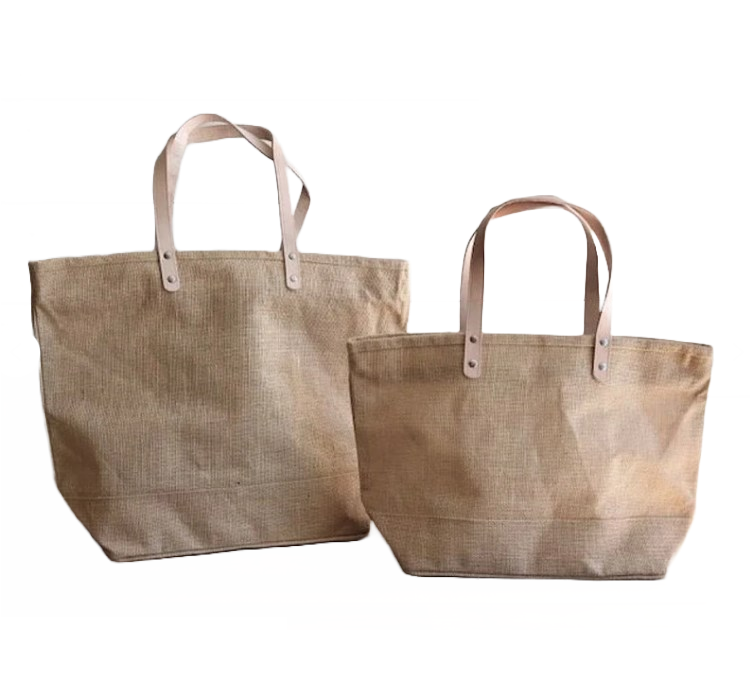 Jute Beach Bags With Leather Handle